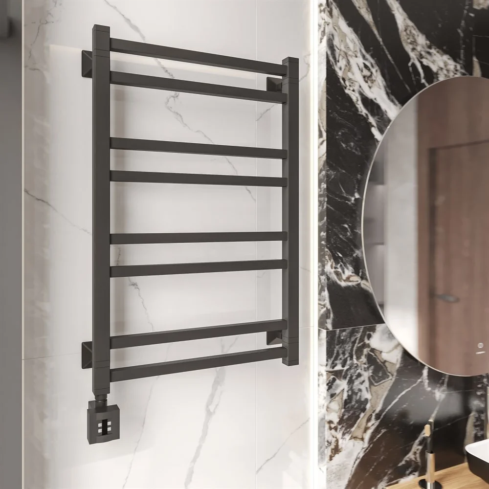 Полотенцесушитель электрический EWRIKA Кассандра Pg 80x50 L, черный матовый 510359 Полотенцесушитель электрический EWRIKA Кассандра Pg 80x50 L, черный матовый 510359