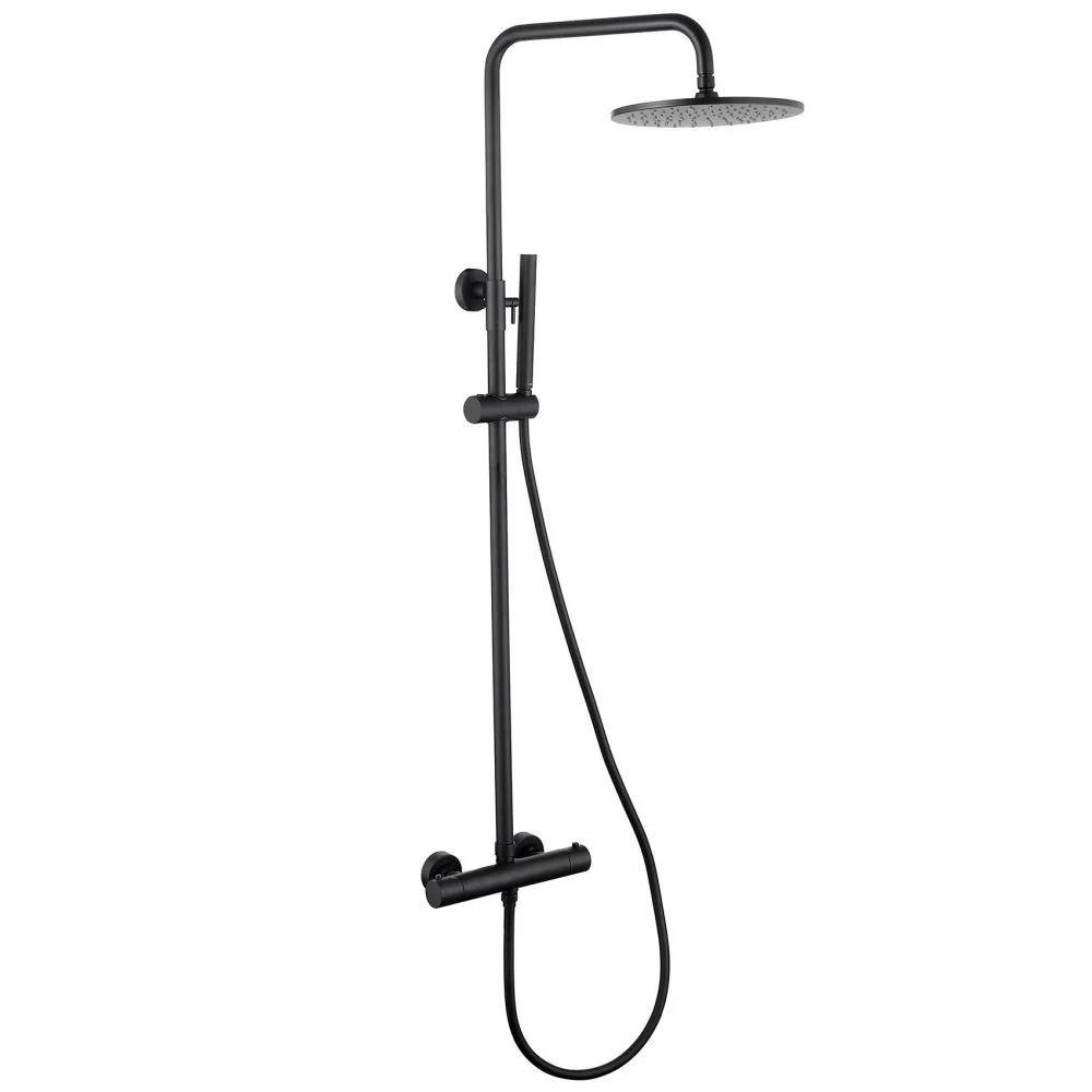 Душевая система ABBER Wasser Kreis AF8160B с термостатом без излива, черная матовая Душевая система ABBER Wasser Kreis AF8160B с термостатом без излива, черная матовая
