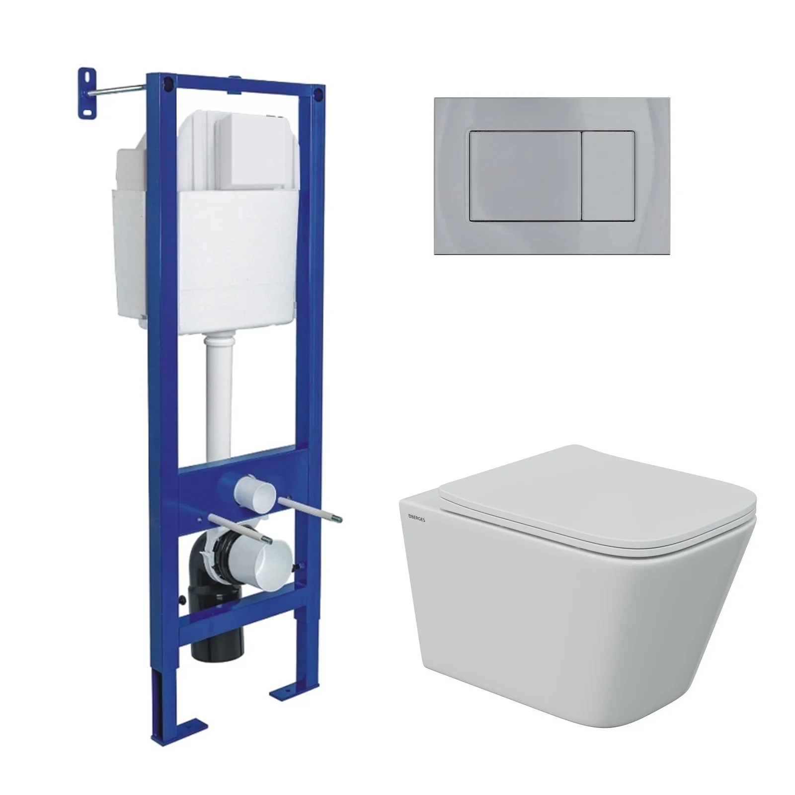 Комплект инсталляции BERGES АТОМ 410 с клавишей смыва Atom хром, унитазом FLOE S Rimless 51 см и сиденьем Floe S Slim SO, микролифт, быстросъём 043369 Комплект инсталляции BERGES АТОМ 410 с клавишей смыва Atom хром, унитазом FLOE S Rimless 51 см и сиденьем Floe S Slim SO, микролифт, быстросъём 043369