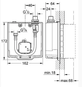 Монтажный ящик для GROHE Eurosmart CE без смешивания (36337000) Монтажный ящик для GROHE Eurosmart CE без смешивания (36337000)