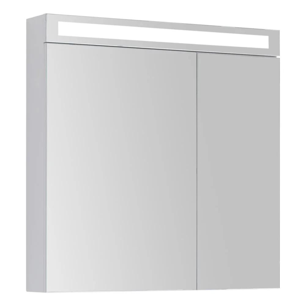 Зеркальный шкаф DREJA MAX, 80 см, 2 дверцы, 4 стеклянные полки, белый глянец 77.9009W Зеркальный шкаф DREJA MAX, 80 см, 2 дверцы, 4 стеклянные полки, белый глянец 77.9009W