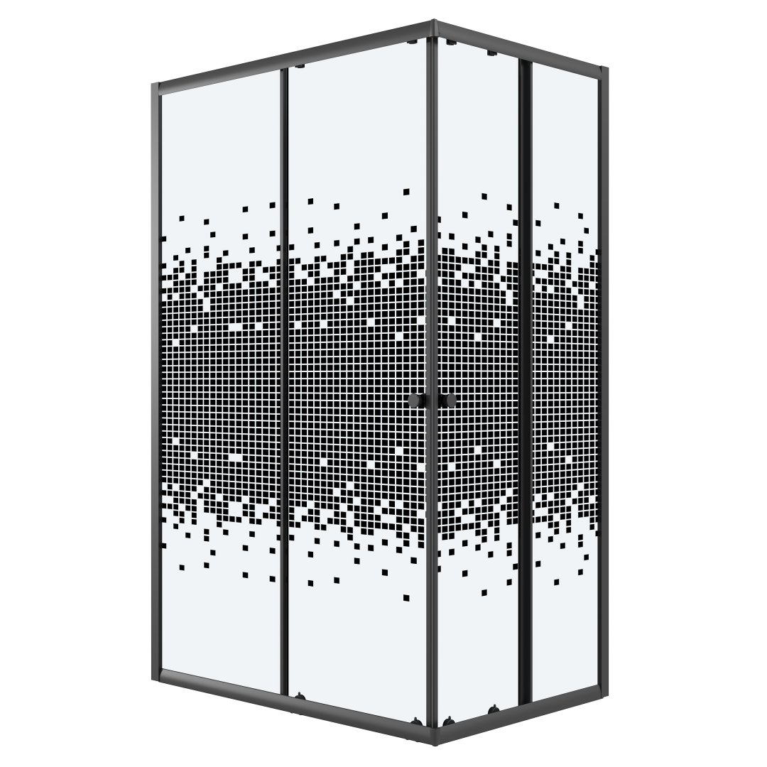 Детальная картинка товара «душевой уголок niagara eco ng-1018-14qblack (100x80x190) прямоугольник, раздвиж, профиль черный, стекло мозаика (4мм)»