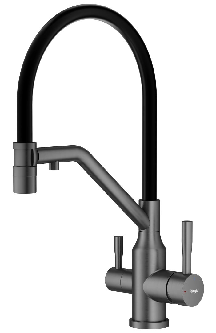 Смеситель для кухни Raglo R81.62.09 с гибким изливом с подключением к фильтру, графит Смеситель для кухни Raglo R81.62.09 с гибким изливом с подключением к фильтру, графит