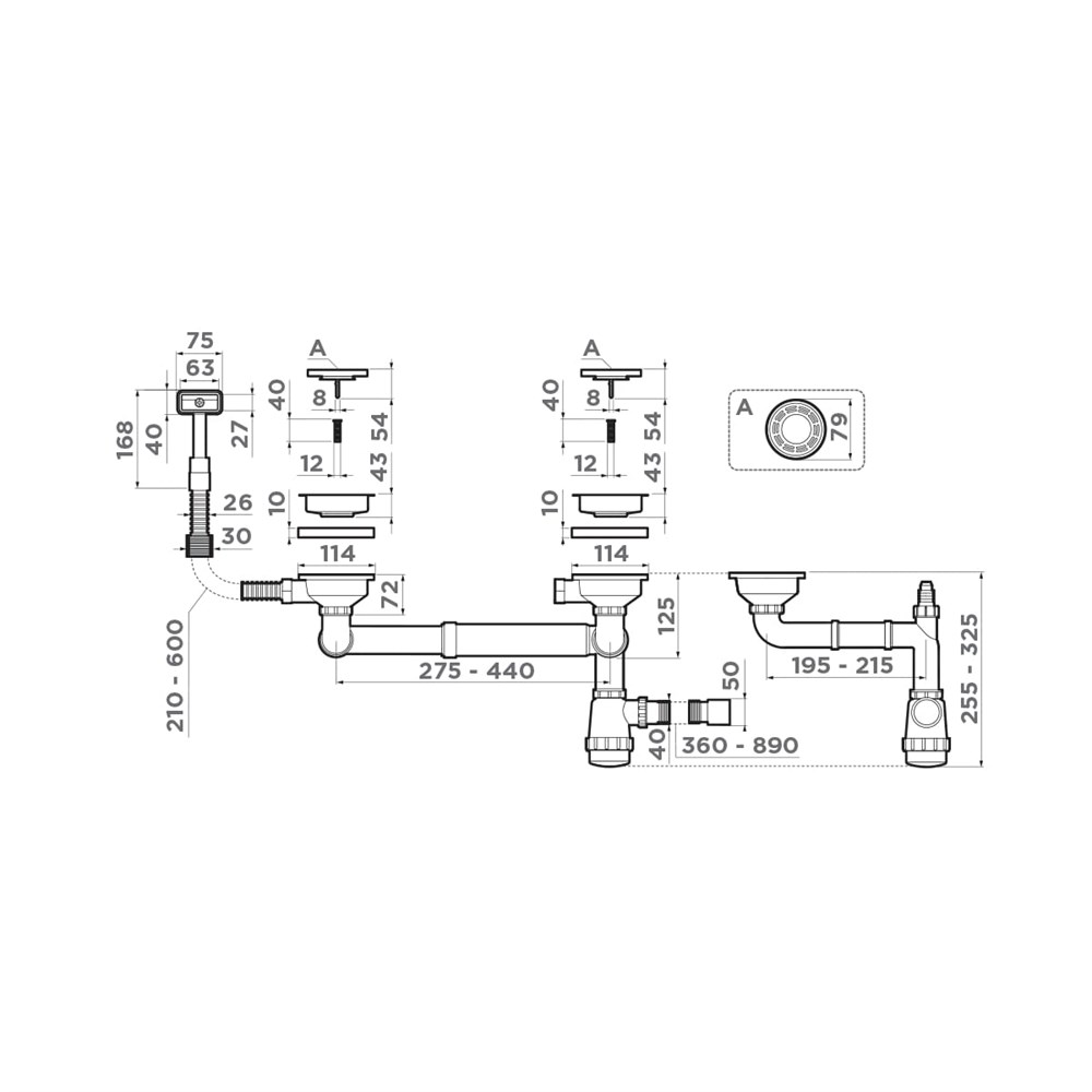 Детальная картинка товара «сифон для кухни omoikiri wk-1.5-s-in 4998039»