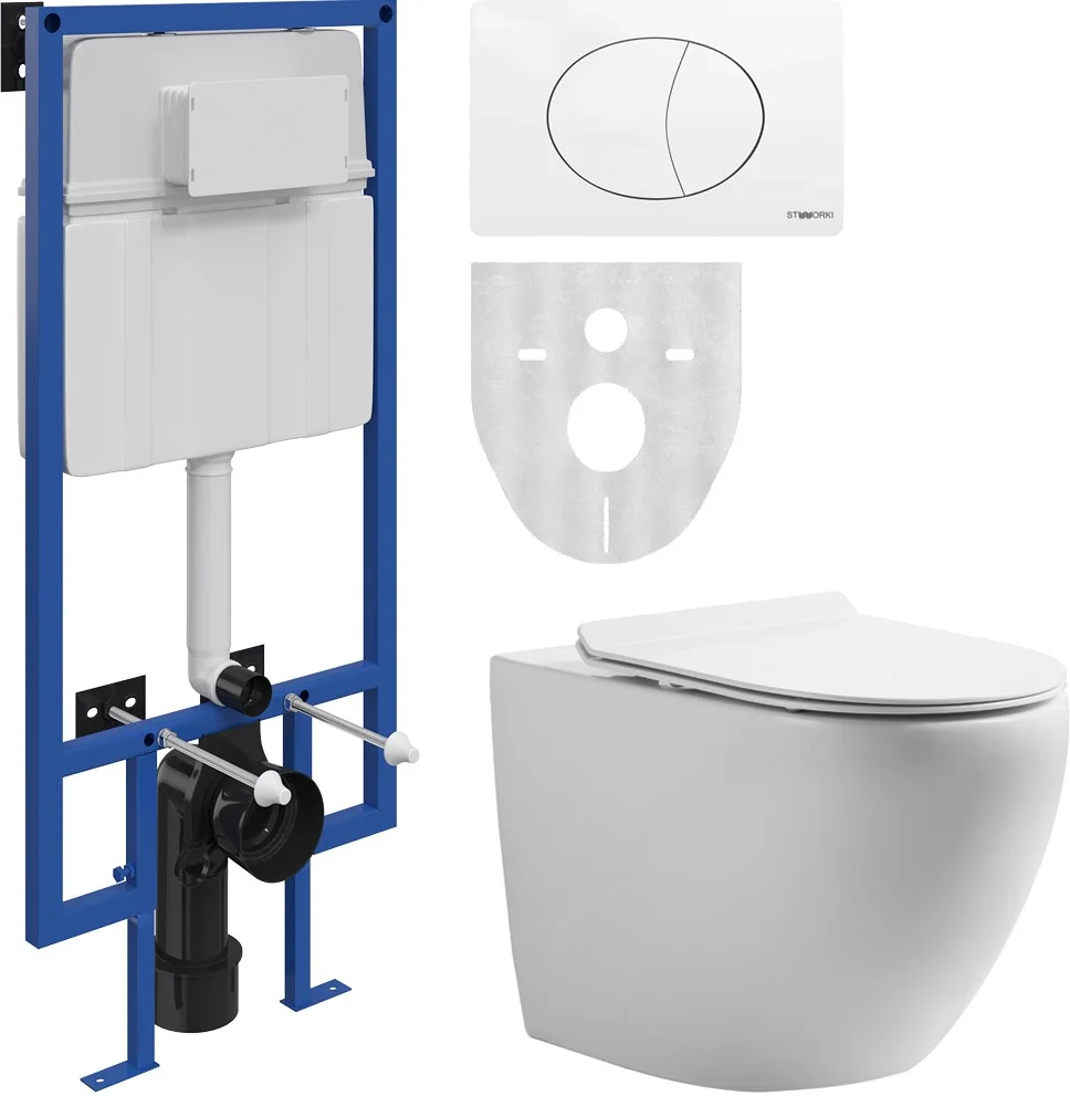 Комплект Унитаз подвесной STWORKI Кронборг KR-01up безободковый + Система инсталляции для унитазов S 555181 Комплект Унитаз подвесной STWORKI Кронборг KR-01up безободковый + Система инсталляции для унитазов S 555181
