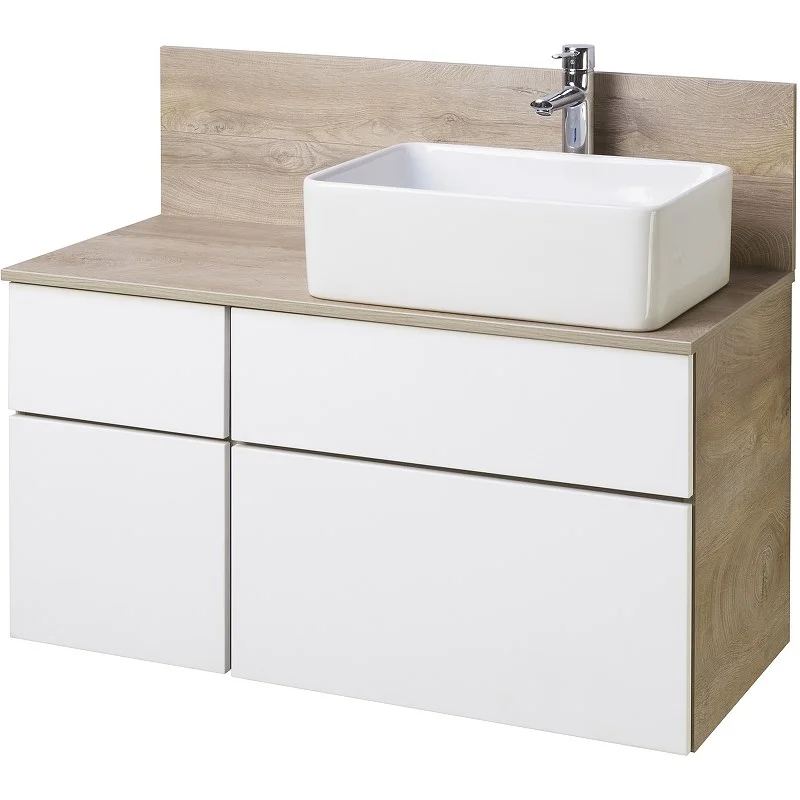 Тумба под раковину Aquaton Мишель 100 без столешницы, дуб эндгрейн, белый 1A244101MIX40 Тумба под раковину Aquaton Мишель 100 без столешницы, дуб эндгрейн, белый 1A244101MIX40