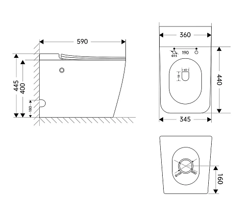 Унитаз приставной ABBER Rechteck AC1213P белый с импульсным смывом с крышкой микролифт Унитаз приставной ABBER Rechteck AC1213P белый с импульсным смывом с крышкой микролифт