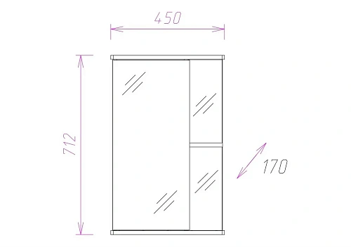 Зеркальный шкаф Onika КАРИНА 45.00 Универсальный 204504 Зеркальный шкаф Onika КАРИНА 45.00 Универсальный 204504