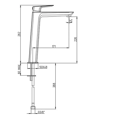 Смеситель для раковины Paini Nove 09YO205LL без донного клапана, высокий, черный Смеситель для раковины Paini Nove 09YO205LL без донного клапана, высокий, черный