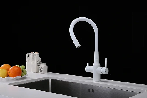 Смеситель для кухни Paulmark SALIX белый матовый Sa213419-WH Смеситель для кухни Paulmark SALIX белый матовый Sa213419-WH