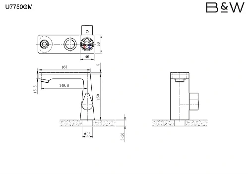 Смеситель для раковины Black&White U7750GM Смеситель для раковины Black&White U7750GM