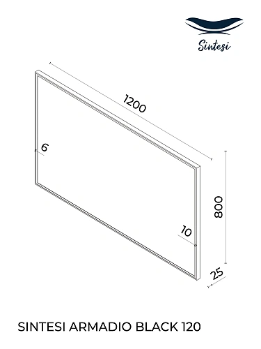 Зеркало Sintesi ARMADIO BLACK 120 1200x700 SIN-SPEC-ARMADIO-black-120 с LED-подсветкой Зеркало Sintesi ARMADIO BLACK 120 1200x700 SIN-SPEC-ARMADIO-black-120 с LED-подсветкой