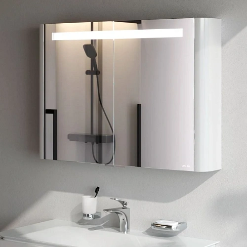 Зеркальный шкаф AM.PM Sensation M30MCX1001WG 100 см, с подсветкой, белый Зеркальный шкаф AM.PM Sensation M30MCX1001WG 100 см, с подсветкой, белый