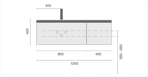 Тумба под раковину Armadi Art QUATRO 2 120см (80+40) CASHMERE профиль MATT GOLD 790-M2-120-CM-MG Тумба под раковину Armadi Art QUATRO 2 120см (80+40) CASHMERE профиль MATT GOLD 790-M2-120-CM-MG