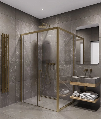 Душевой уголок Timo (T55R+T63) TDSS-150/17C-8R, раздвижная дверь 1500x2000, профиль золото матовое, торцевое стекло TSS-1000/17C-8 1000x2000 Душевой уголок Timo (T55R+T63) TDSS-150/17C-8R, раздвижная дверь 1500x2000, профиль золото матовое, торцевое стекло TSS-1000/17C-8 1000x2000