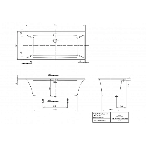 Ванна квариловая Villeroy &amp; Boch Squaro Edge 12 160 x 75 см UBQ160SQE2DV-01 Ванна квариловая Villeroy &amp; Boch Squaro Edge 12 160 x 75 см UBQ160SQE2DV-01