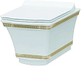 Унитаз подвесной Boheme с узором Hermitage GOLD безободковый 951-G Унитаз подвесной Boheme с узором Hermitage GOLD безободковый 951-G