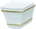 Унитаз подвесной Boheme с узором Hermitage GOLD безободковый 951-G Унитаз подвесной Boheme с узором Hermitage GOLD безободковый 951-G