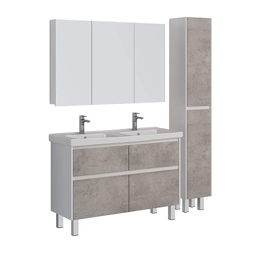 Тумба под раковину Lemark COMBI 125 см подвесная/напольная, бетон/белый LM03C125T-Beton Тумба под раковину Lemark COMBI 125 см подвесная/напольная, бетон/белый LM03C125T-Beton