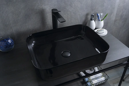 Раковина Gid BL1304 53351 накладная черная глянцевая 50x39x13