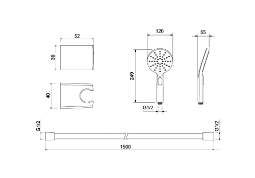 Душевой гарнитур Aquatek Оберон AQ2033BG золото шлифованное Душевой гарнитур Aquatek Оберон AQ2033BG золото шлифованное