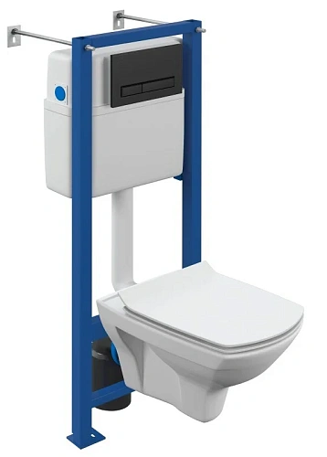 Комплект унитаза Cersanit CARINA XL (A64120) инсталляции VECTOR и клавиши смыва BLICK пластик черный матовый 64120 Комплект унитаза Cersanit CARINA XL (A64120) инсталляции VECTOR и клавиши смыва BLICK пластик черный матовый 64120