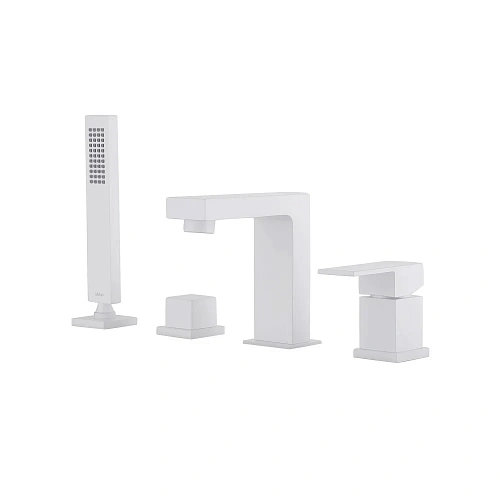 Смеситель на борт ванны ABBER Daheim AF8213W белый матовый Смеситель на борт ванны ABBER Daheim AF8213W белый матовый