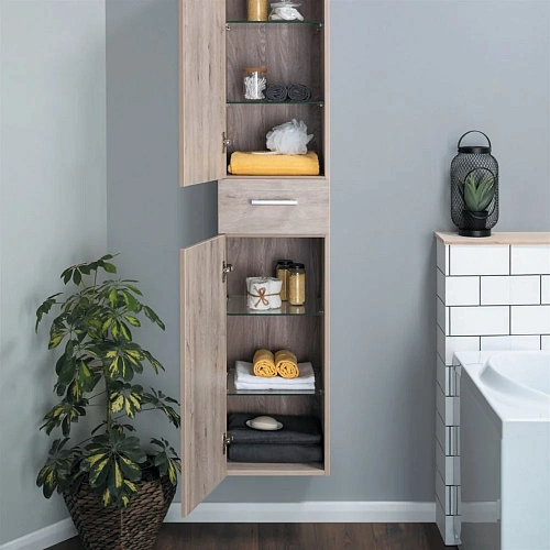 Шкаф-пенал DREJA, 35 см, подвесной/напольный, универсальный, 2 дверцы, 1 ящик, 4 стеклянные полки, д 77.0304D Шкаф-пенал DREJA, 35 см, подвесной/напольный, универсальный, 2 дверцы, 1 ящик, 4 стеклянные полки, д 77.0304D