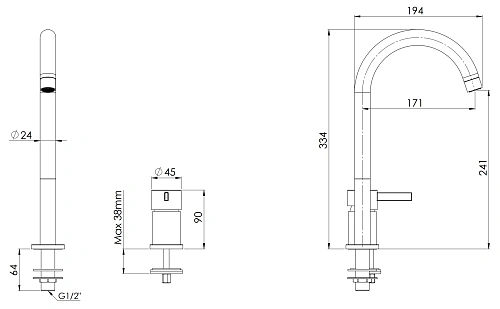 Смеситель для раковины Remer Metrica MC57LXV, сталь Смеситель для раковины Remer Metrica MC57LXV, сталь