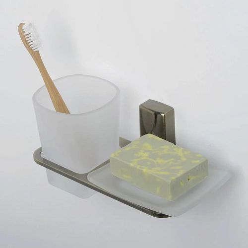 Мыльница WasserKRAFT Exter K-5226 Держатель стакана и мыльницы светлая бронза Мыльница WasserKRAFT Exter K-5226 Держатель стакана и мыльницы светлая бронза