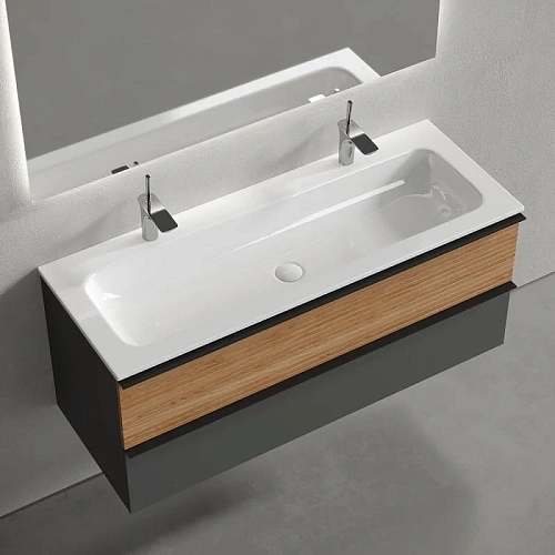 Тумба под раковину Sancos Delta DL120GR 1195х445х500 дуб красный/графит, подвесная Тумба под раковину Sancos Delta DL120GR 1195х445х500 дуб красный/графит, подвесная