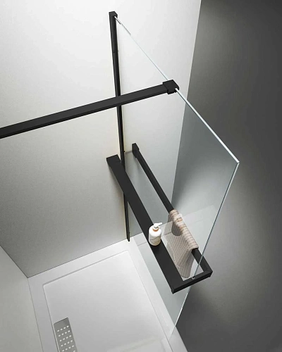 Душевая перегородка VinceaWalk-In HR VSW-4HR800CLB, 800x2000, черный, стекло прозрачное Душевая перегородка VinceaWalk-In HR VSW-4HR800CLB, 800x2000, черный, стекло прозрачное