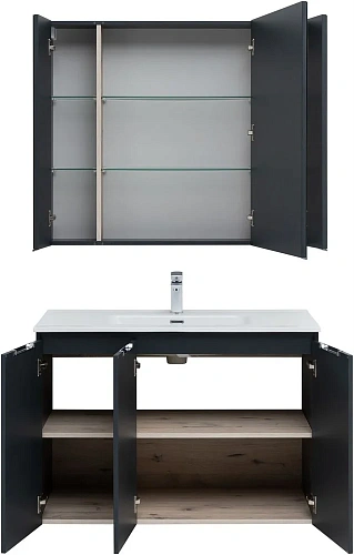 Комплект мебели Aquanet Алвита New 100 3 дверцы, антрацит 00273986 Комплект мебели Aquanet Алвита New 100 3 дверцы, антрацит 00273986
