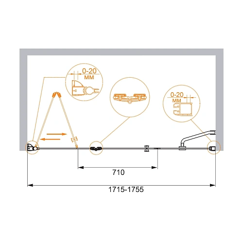 Душевая дверь CEZARES ELENA-W-BS-13-100+40/40-C-Cr 173см стекло прозрачное, профиль хром Душевая дверь CEZARES ELENA-W-BS-13-100+40/40-C-Cr 173см стекло прозрачное, профиль хром