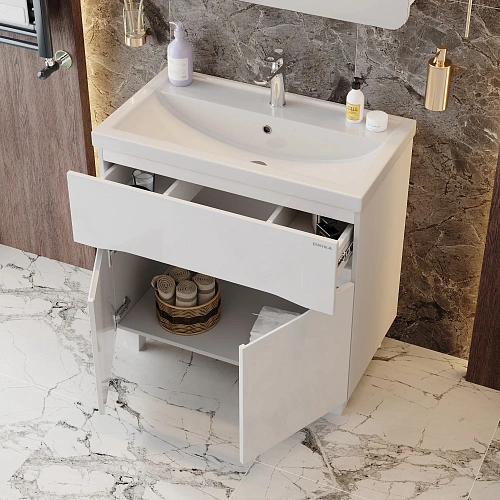 Тумба под раковину Onika Стрим 80 см 108059 напольная, белая (для Фостер 80) Тумба под раковину Onika Стрим 80 см 108059 напольная, белая (для Фостер 80)