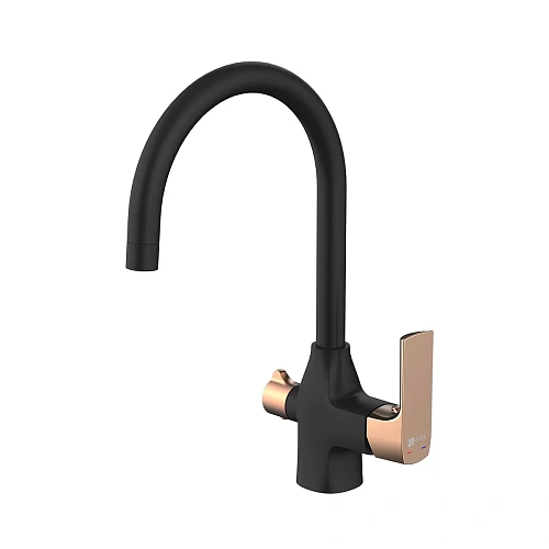 Смеситель для кухни Lemark Ursus LM7261BLR с подключением к фильтру, черный/золото Смеситель для кухни Lemark Ursus LM7261BLR с подключением к фильтру, черный/золото