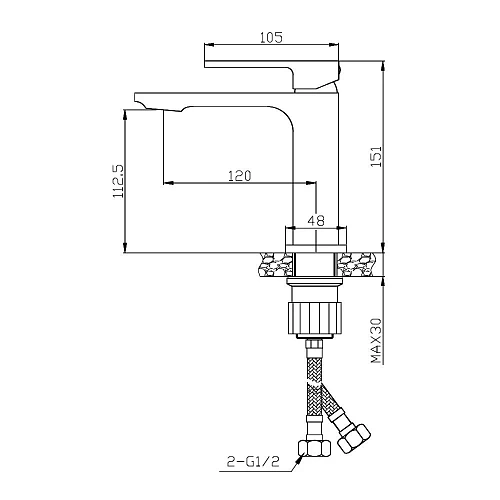 Смеситель для раковины Orange Lutz M04-021cr Смеситель для раковины Orange Lutz M04-021cr