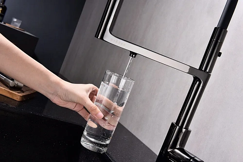 Смеситель для кухни Paulmark Tornado глянцевый черный To213402-GB Смеситель для кухни Paulmark Tornado глянцевый черный To213402-GB