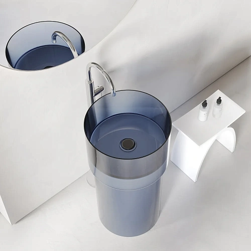 Раковина ABBER Kristall AT2701Saphir напольная, прозрачная, синяя Раковина ABBER Kristall AT2701Saphir напольная, прозрачная, синяя