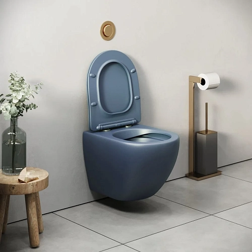 Унитаз подвесной GROSSMAN GR-4455BLMS Color 485x360x375 синий матовый безободковый с тонкой крышкой Унитаз подвесной GROSSMAN GR-4455BLMS Color 485x360x375 синий матовый безободковый с тонкой крышкой