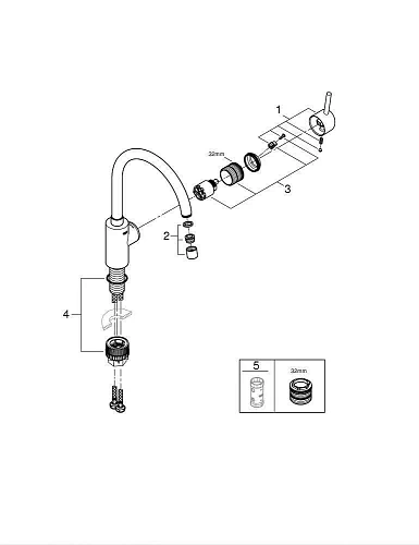Смеситель для кухни GROHE Concetto New с высоким изливом, хром (32661003) Смеситель для кухни GROHE Concetto New с высоким изливом, хром (32661003)