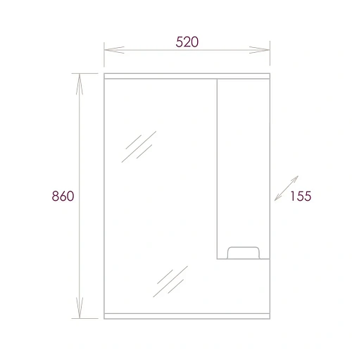Зеркальный шкаф Onika ХАРПЕР 52.01 белый матовый правый 205215 Зеркальный шкаф Onika ХАРПЕР 52.01 белый матовый правый 205215