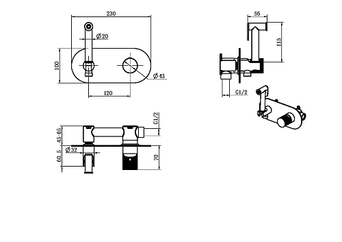 Гигиенический душ Boheme STICK STICK GUN METAL SPIRALE 127-GM.4 Гигиенический душ Boheme STICK STICK GUN METAL SPIRALE 127-GM.4