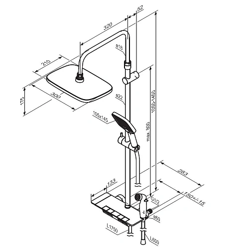 Душевая система Damixa Gala 953770000 с термостом хром Душевая система Damixa Gala 953770000 с термостом хром