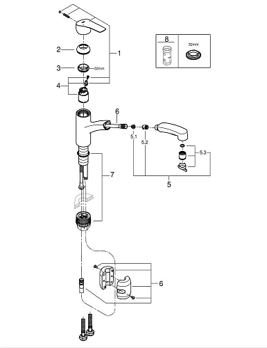 Смеситель для кухни GROHE Eurosmart, суперсталь (30305DC1) Смеситель для кухни GROHE Eurosmart, суперсталь (30305DC1)