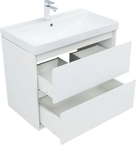 Тумба под раковину Aquanet Милан 80 белый глянец 00336369 подвесная Тумба под раковину Aquanet Милан 80 белый глянец 00336369 подвесная