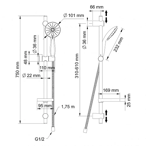 Душевой гарнитур Swedbe Calypso 5081 Душевой гарнитур Swedbe Calypso 5081