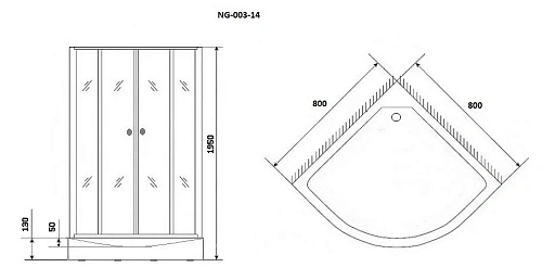Душевой уголок Niagara NG-003-14BLACK (800х800х1950) стекло мозайка 0031452B Душевой уголок Niagara NG-003-14BLACK (800х800х1950) стекло мозайка 0031452B