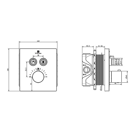 Смеситель для душа Vincea VSCV-321TMB встраиваемый, термостатический, черный Смеситель для душа Vincea VSCV-321TMB встраиваемый, термостатический, черный