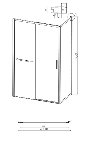 Боковая стенка GROSSMAN Style 200.K33.05.90.21.02 (90x195) черный матовый, стекло шиншилла Боковая стенка GROSSMAN Style 200.K33.05.90.21.02 (90x195) черный матовый, стекло шиншилла